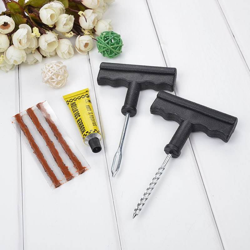 6 In 1 Motorcycle Car Tubeless Tyre Puncture Repair Kit Tool with Rasp, Needle, and Repair Strips - Al-Raheem Imports