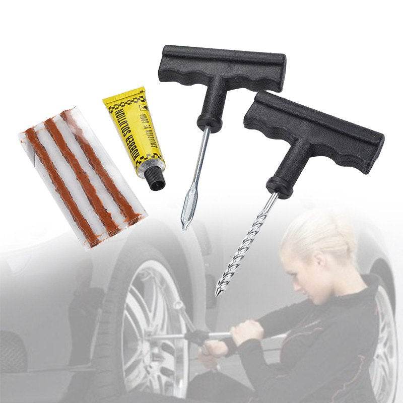 6 In 1 Motorcycle Car Tubeless Tyre Puncture Repair Kit Tool with Rasp, Needle, and Repair Strips - Al-Raheem Imports