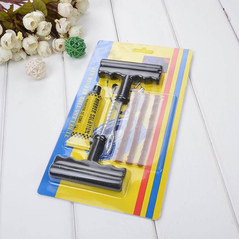 6 In 1 Motorcycle Car Tubeless Tyre Puncture Repair Kit Tool with Rasp, Needle, and Repair Strips - Al-Raheem Imports