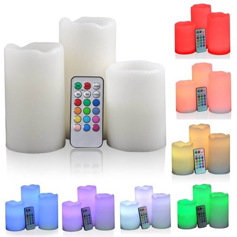 7.5cm/11.5cm/15cm Height Power Simulation Candle Night Light with Remote, 12 Color Changing LED Candles - Al-Raheem Imports