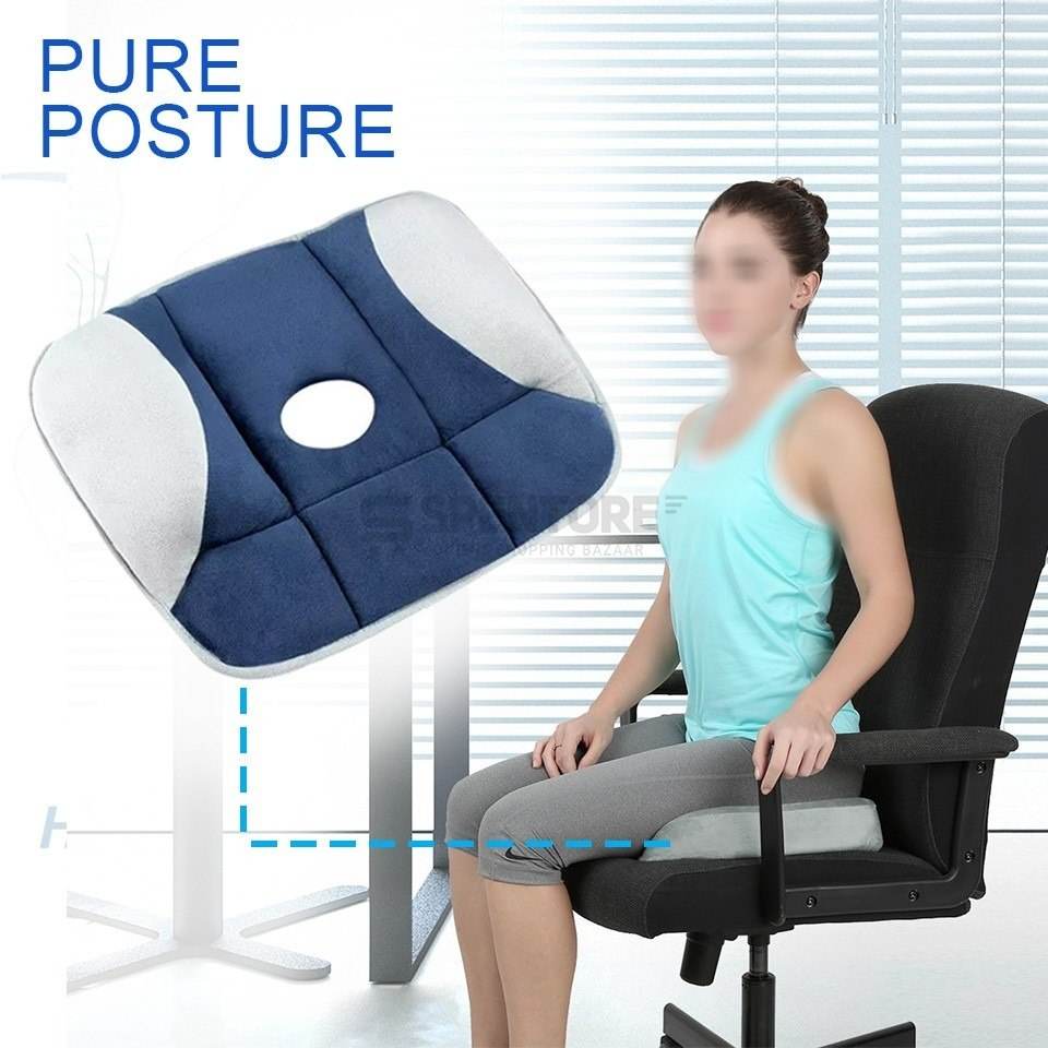 Pure Posture Memory Foam Seat Cushion for Sciatica Relief and Relaxation – Orthopedic Cushion for Comfortable Sitting, Back Pain Relief - Al-Raheem Imports