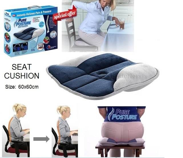 Pure Posture Memory Foam Seat Cushion for Sciatica Relief and Relaxation – Orthopedic Cushion for Comfortable Sitting, Back Pain Relief - Al-Raheem Imports