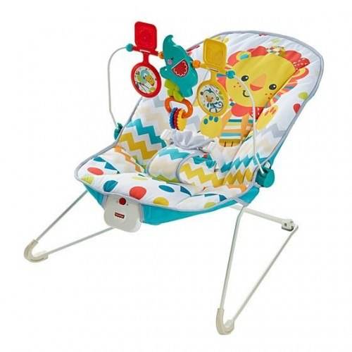 Fisher-Price Colourful Carnival Bouncer, Soothing Vibrations & Entertaining Toys for Baby, Soft Padded Seat with Removable Toy Bar - Al-Raheem Imports