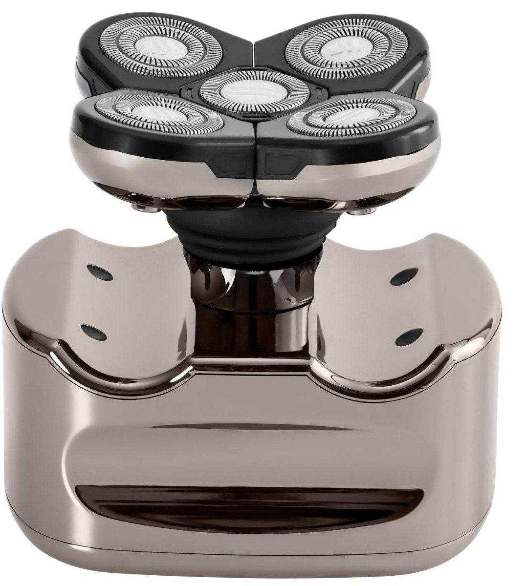 Original Skull Shaver Pitbull Platinum Men’s Electric Shaver Razor for Head and Face, Rechargeable, Waterproof with Travel Case and 5 Rotary Heads - Al-Raheem Imports