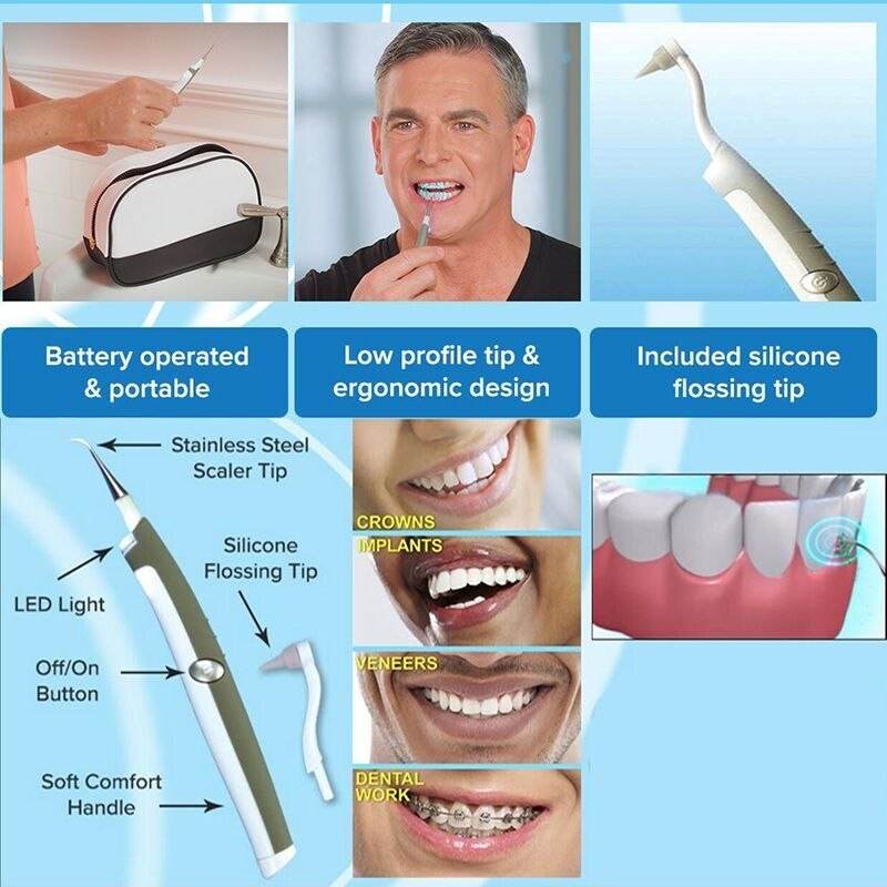 Sonic Dental Scaler Electric Polishing Teeth Whitening Tool with LED Light, Ultrasonic Plaque & Tartar Removal, Safe for Crowns and Implants - Al-Raheem Imports