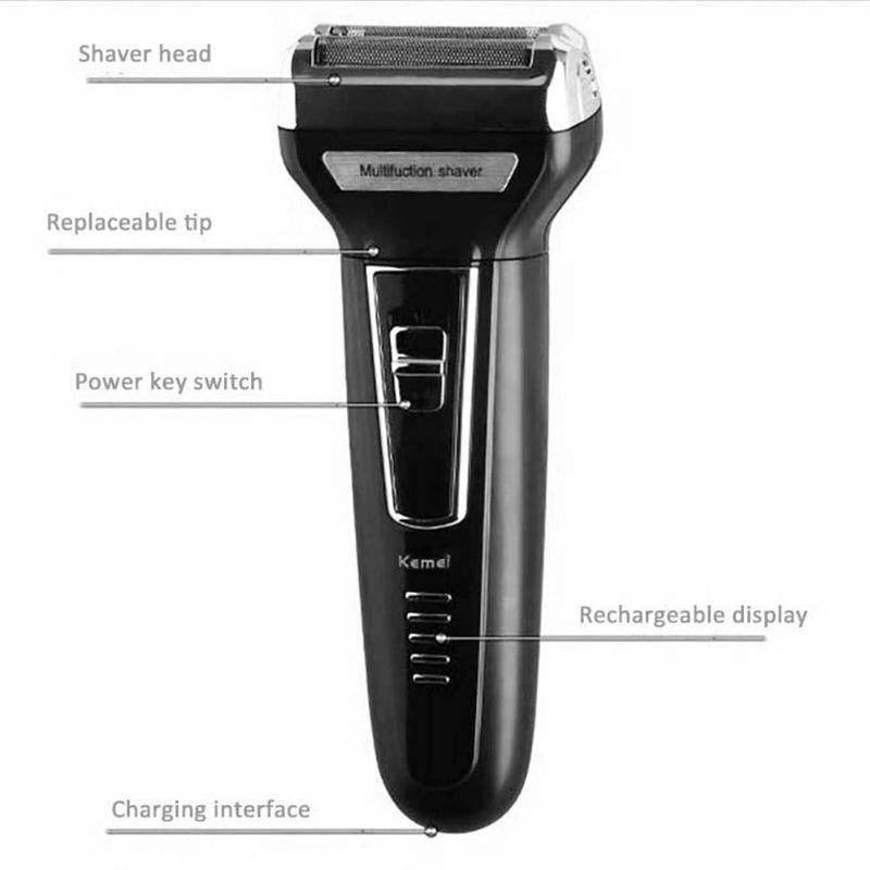 Kemei KM-6558 3-in-1 Electric Shaver, Nose Hair Trimmer, Beard Trimmer, Rechargeable Shaving Machine - Al-Raheem Imports