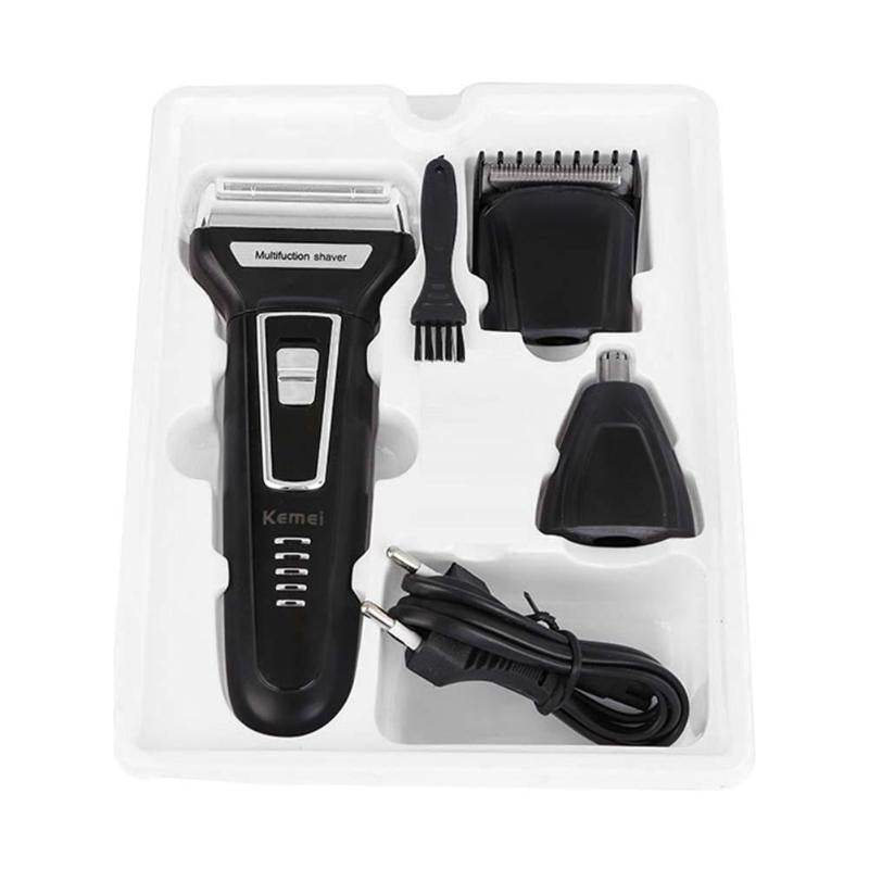 Kemei KM-6558 3-in-1 Electric Shaver, Nose Hair Trimmer, Beard Trimmer, Rechargeable Shaving Machine - Al-Raheem Imports