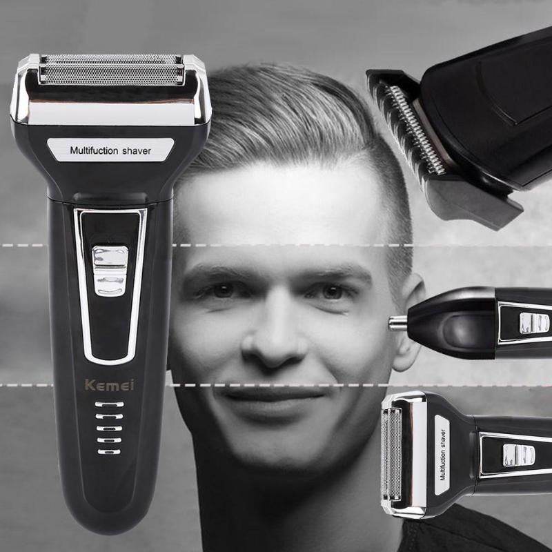 Kemei KM-6558 3-in-1 Electric Shaver, Nose Hair Trimmer, Beard Trimmer, Rechargeable Shaving Machine - Al-Raheem Imports