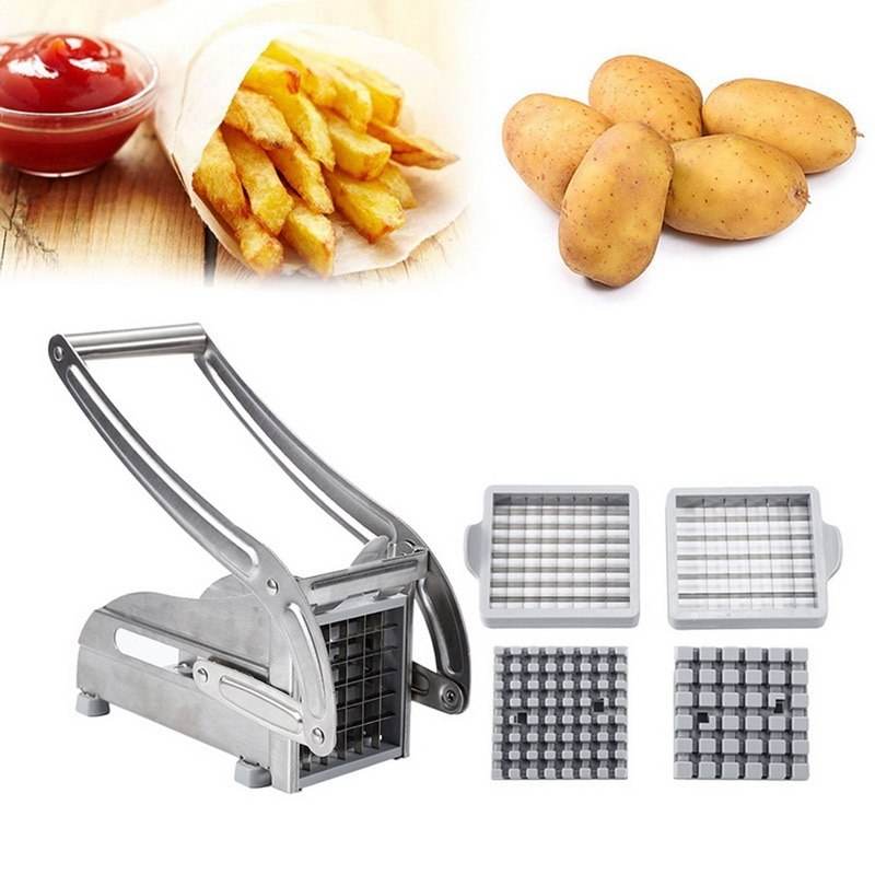 Stainless Steel French Fries Cutter, Potato Slicer & Vegetable Sticks Maker, 36 & 64 Hole Cutter for Home & Restaurant Use - Al-Raheem Imports