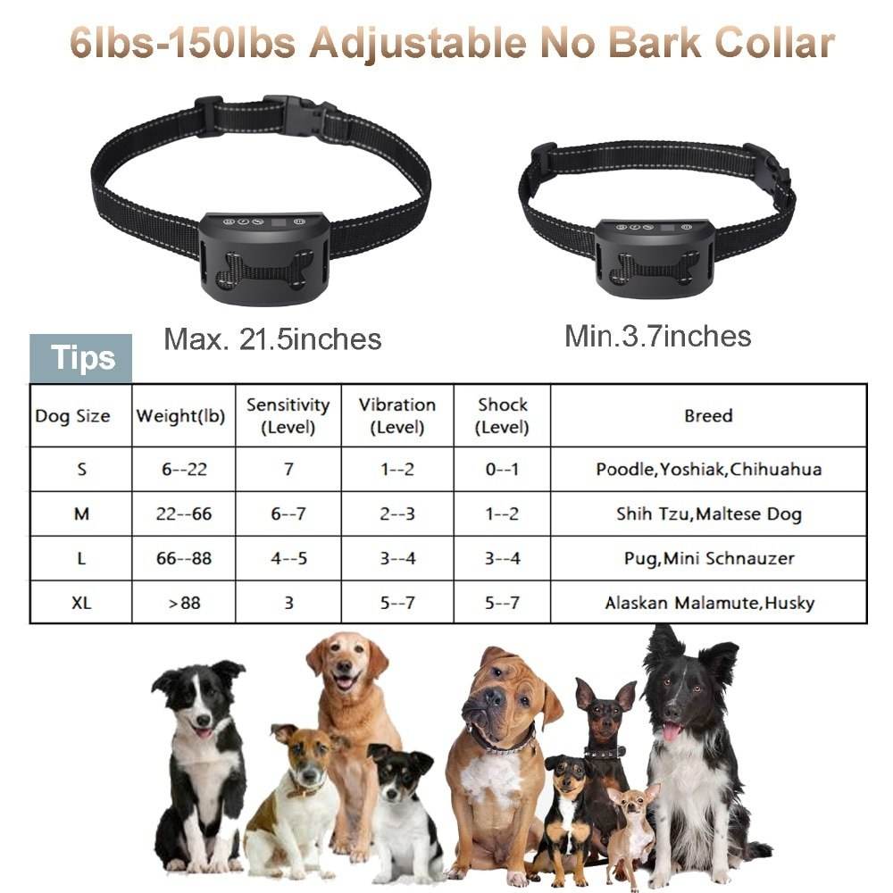 Rechargeable Waterproof Dog Training Collar with Beep, 7 Sensitivity Levels, Auto Barking Control - Al-Raheem Imports