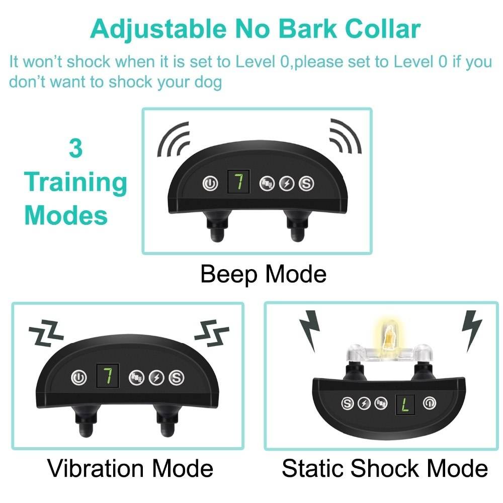Rechargeable Waterproof Dog Training Collar with Beep, 7 Sensitivity Levels, Auto Barking Control - Al-Raheem Imports