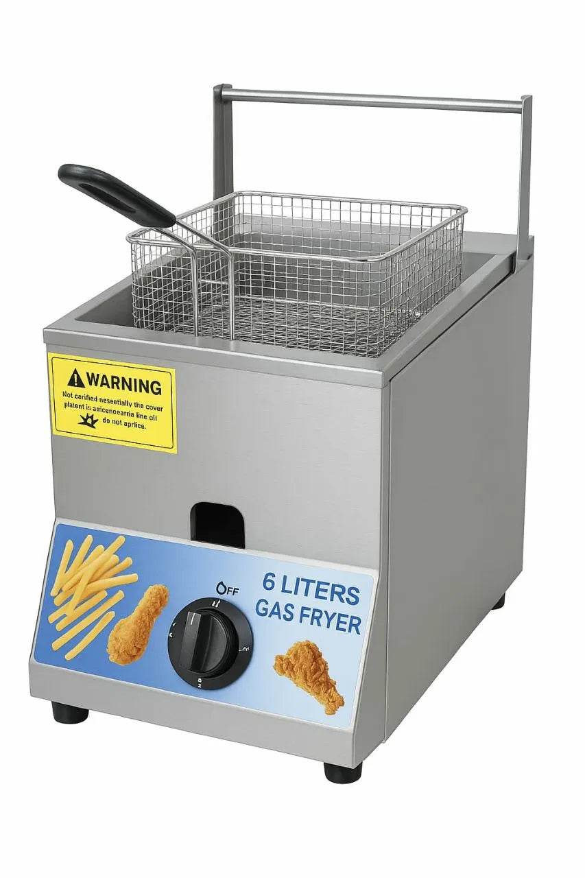 Imported 6 Liter Gas Deep Fryer Built-in Ignition Commercial Stainless Steel Heavy Duty - Al-Raheem Imports