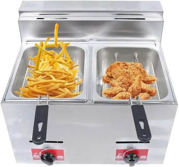 12 Liter Double Tank Gas Deep Fryer Perfect for Commercial Use Heavy Duty Quality - Al-Raheem Imports