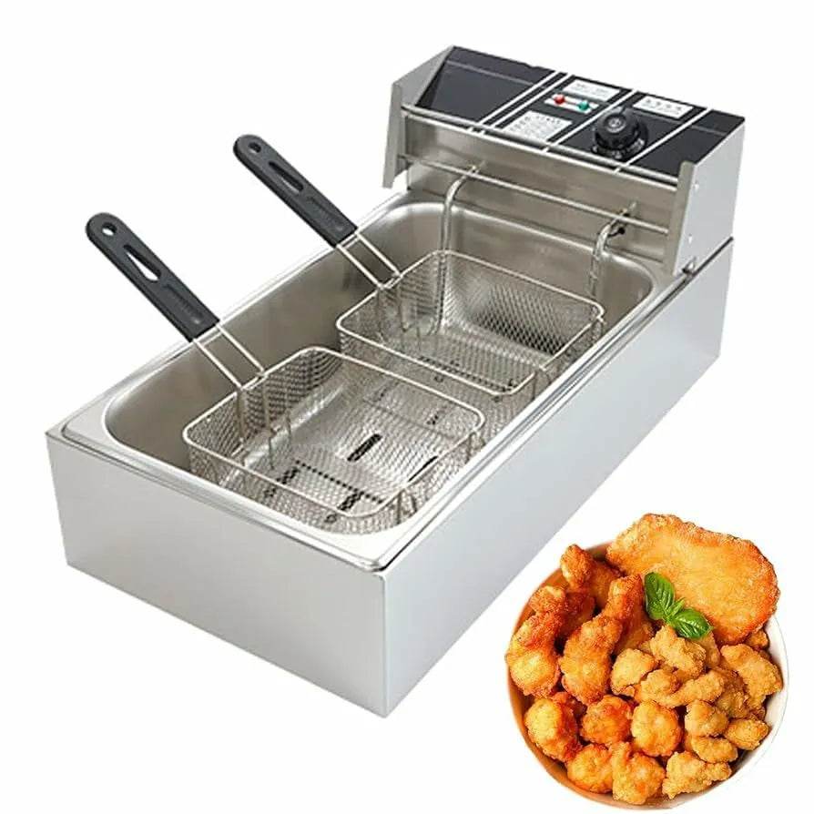 Imported 12L Electric Deep Fryer Heavy Duty Commercial Use 60°C to 200°C Temperature Control Dual Basket - Al-Raheem Imports