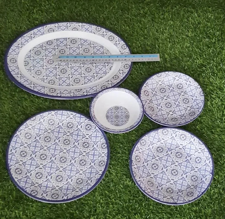 Set of Six Glazed Melamine Home Kitchen High Quality Dinner Set | Eco-Friendly, Solid Pattern, Durable and Stylish