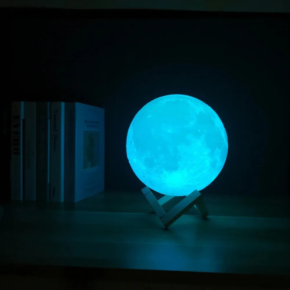 Moon Lamp 3D Print Moonlight LED Rechargeable Table Desk Lamp 12CM with Remote | 16 Colors, Adjustable Brightness, USB Powered