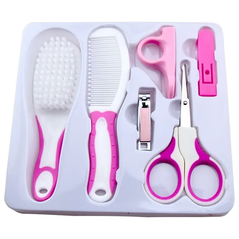 6 Pcs Baby Grooming Kit | Practical Clipper, Trimmer, Hair Brush, Nail Clippers & More for Newborn Baby Care | Safe and Soft