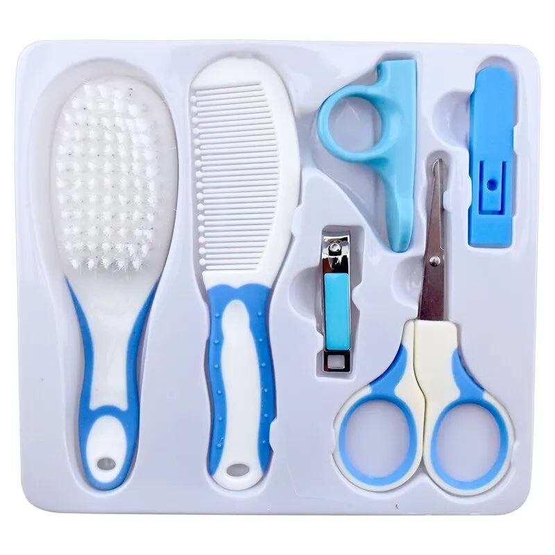 6 Pcs Baby Grooming Kit | Practical Clipper, Trimmer, Hair Brush, Nail Clippers & More for Newborn Baby Care | Safe and Soft