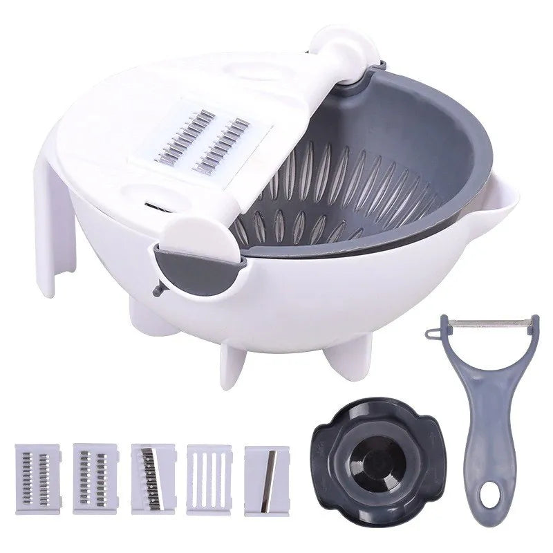 5 Pcs Multi-Function Vegetable Potato Slicing, Shredding Machine with Washing Drain Basket | Household Grater, Easy to Use