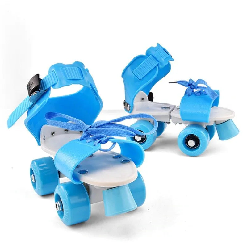 Adjustable Size Children Roller Skates Double Row 4 Wheels Skating Shoes | Easy to Wear, Front Stopping Block, Available in Multiple Colors