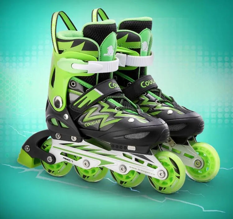 Adjustable Children Four Wheel Roller Skates with LED Lights and Safety Features for Beginner Skaters