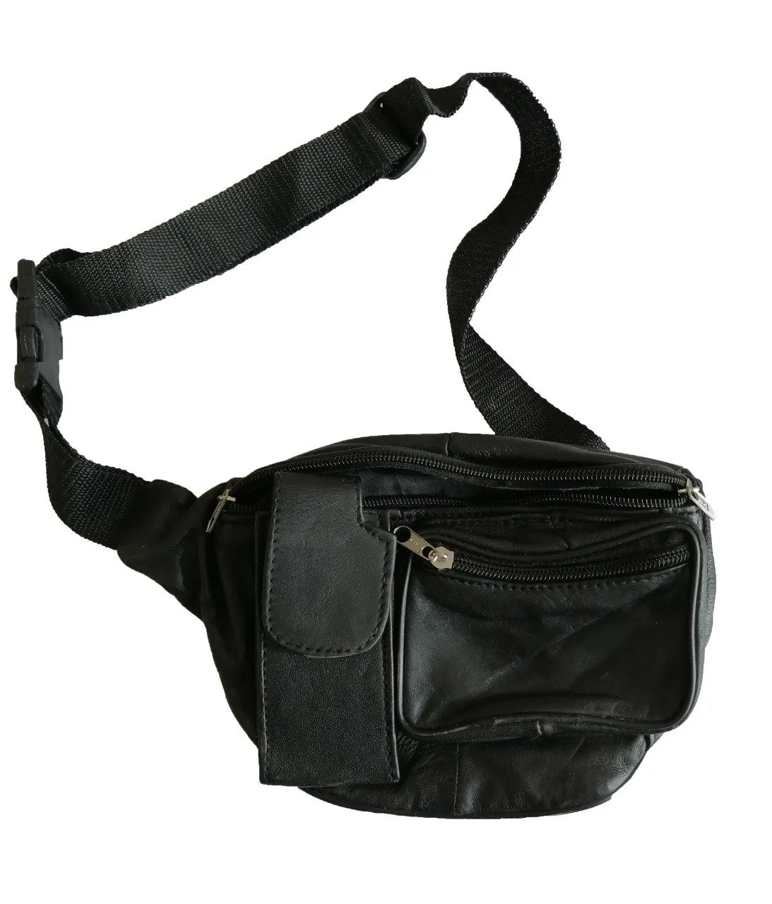 Men's Waist Bag with Multiple Zipper Pockets Travel Phone Pouch Casual Durable Faux Leather Belt Bag