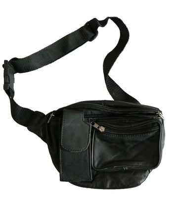 Men's Waist Bag with Multiple Zipper Pockets Travel Phone Pouch Casual Durable Faux Leather Belt Bag