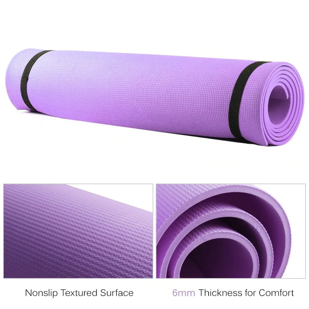68 x 24 Inches Yoga Mat 6mm Thick EVA Foam Non Slip Exercise Fitness Mat for Yoga Pilates Workouts