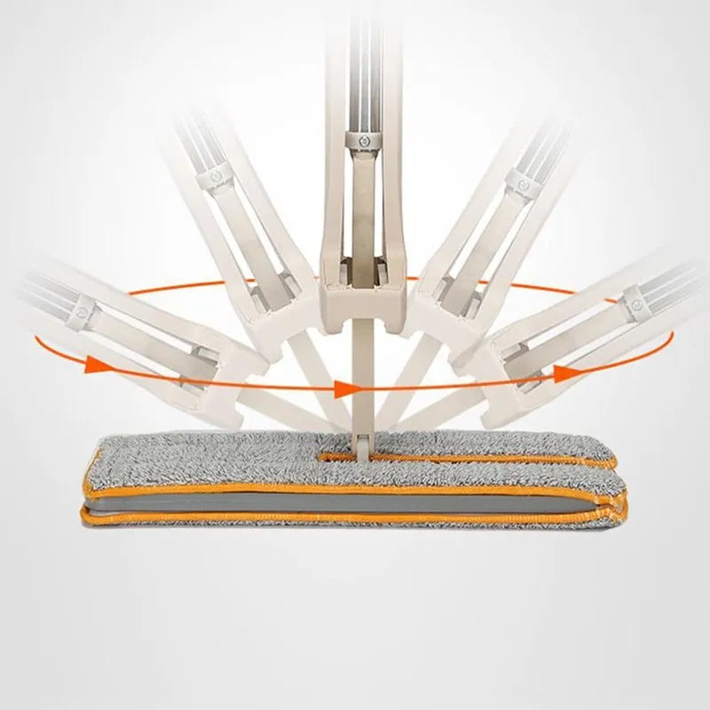 Self Wringing Double Sided Flat Magic Mop with Steel Handle Professional Hard Floor Cleaning Tool