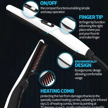 Multifunctional Hair Comb Brush Quick Beard Straightener Curler For Men Hair Styling Tool