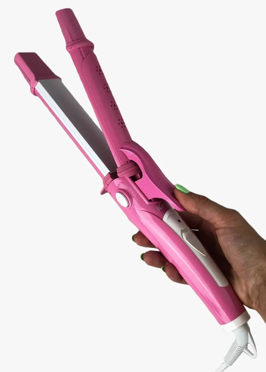 Kemei Km 987 3 In 1 Hair Styling Machine Curler Crimper Hair Straightener