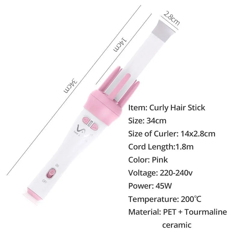 Automatic Hair Curler Rotating Rolling Iron Fast Styling Wand Ceramic Heating Tube With Plant Protein Coating