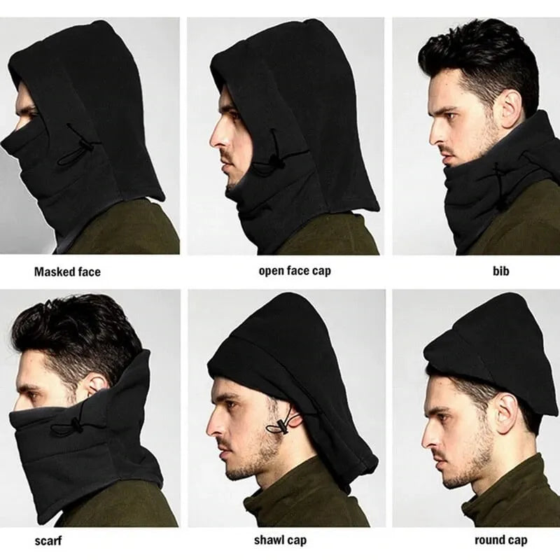 6 In 1 Unisex Winter Fleece Thermal Balaclava Ski Snood Hood Neck Warmer Hat Windproof Face Mask