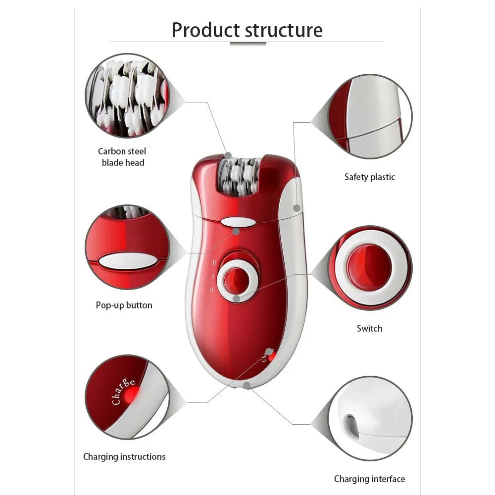 3 In 1 Women Electric Shaver Epilator Rechargeable Female Body Care Hair Removal