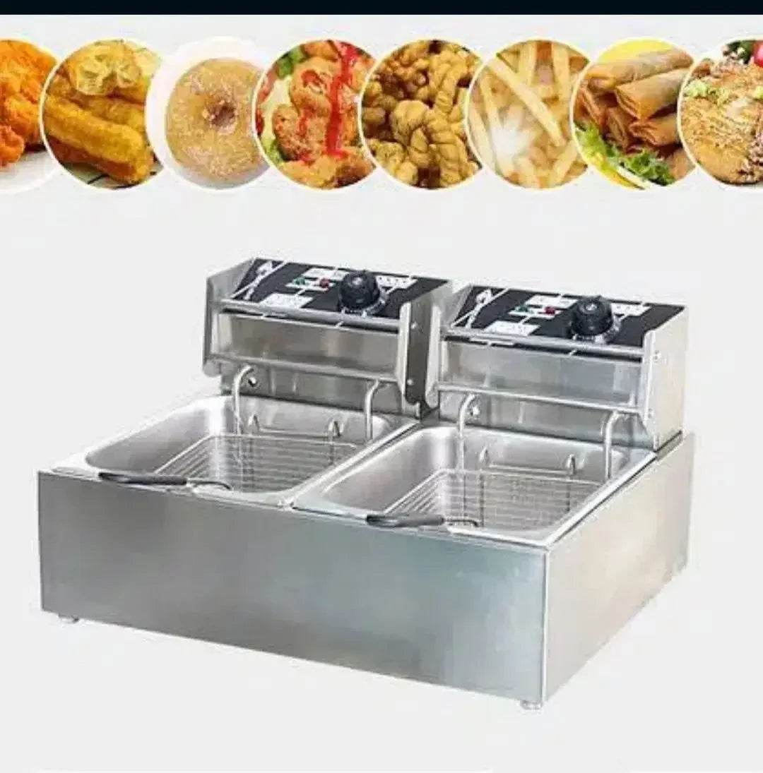 Imported Double Electric 12L Deep Fryer Stainless Steel French Fries Electric Frying Machine. - Al-Raheem Imports
