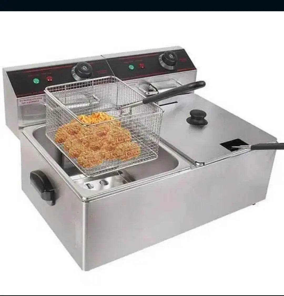 Imported Double Electric 12L Deep Fryer Stainless Steel French Fries Electric Frying Machine. - Al-Raheem Imports
