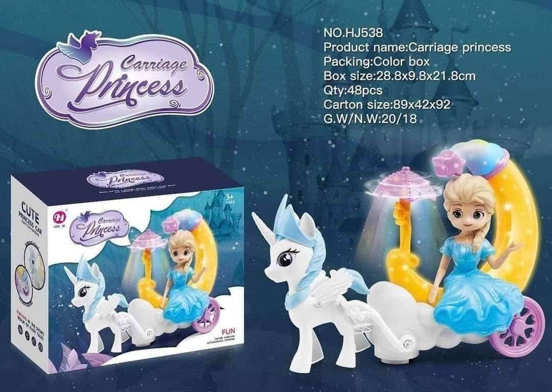Princess Elsa Moon Carriage Toy with Lights for Girls Ages 3+ - Al-Raheem Imports
