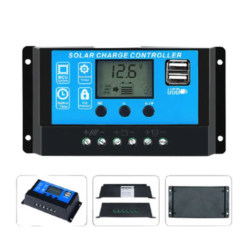 PWM 60A LCD Solar Charge Controller 12V/24V Auto with Dual USB 5V/3A Output