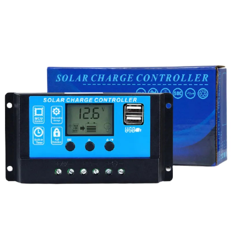 PWM 60A LCD Solar Charge Controller 12V/24V Auto with Dual USB 5V/3A Output