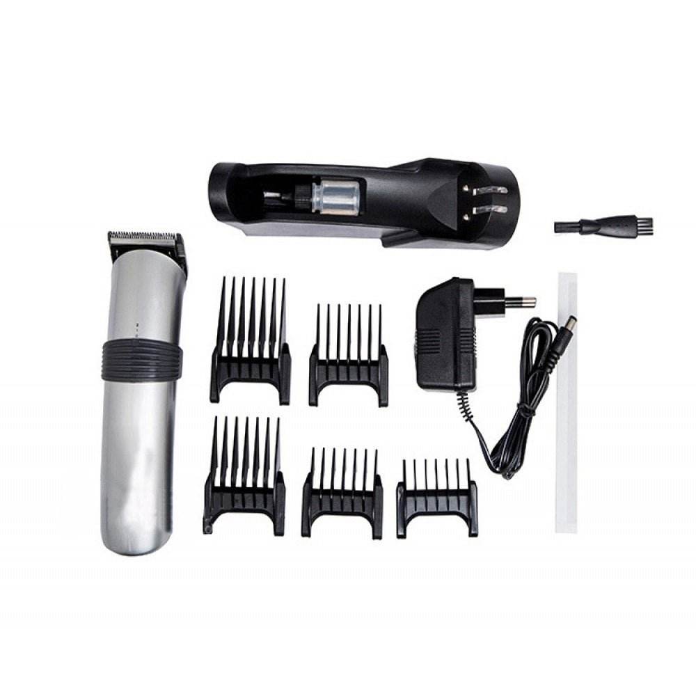 Rechargeable Hair Trimmer Clipper with Charging Stand 8 Hour Battery Silver - Al-Raheem Imports