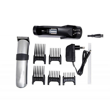 Rechargeable Hair Trimmer Clipper with Charging Stand 8 Hour Battery Silver - Al-Raheem Imports