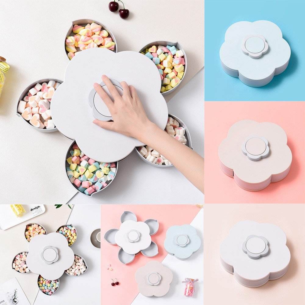 Rotatable Flower Shaped Candy Container Food Storage Box 5 Compartments Plastic - Al-Raheem Imports