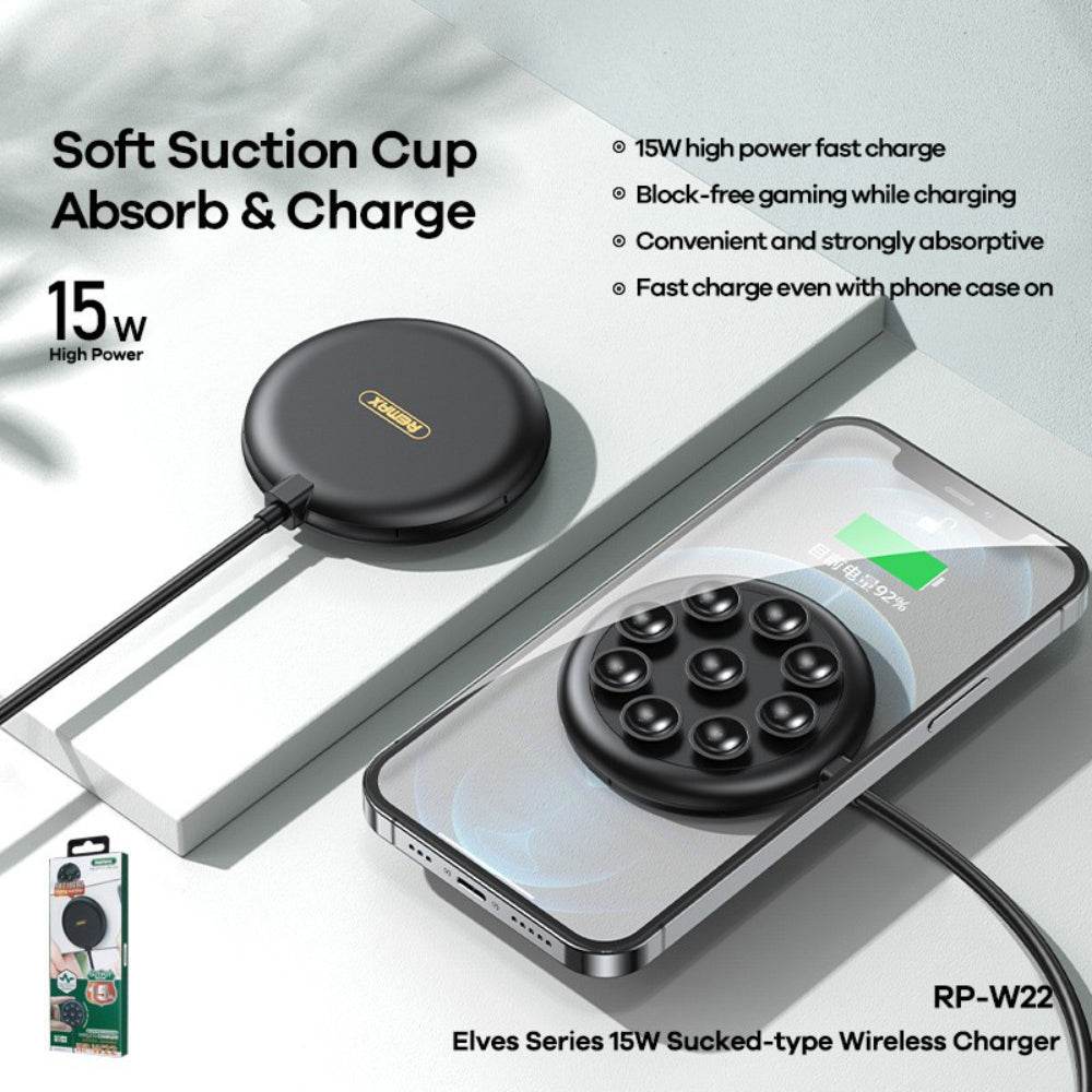 15W Wireless Fast Charger Suction Type Universal Smartphone Charger RP-W22 - Al-Raheem Imports