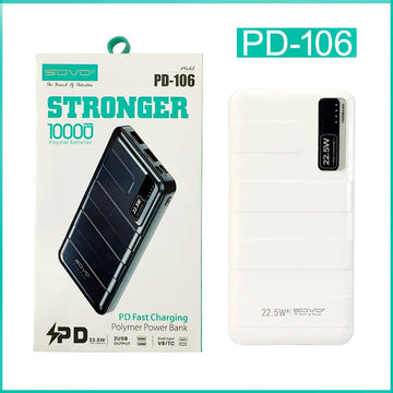 SOVO PD106 Stronger 10000mAh Power Bank 22.5W PD Fast Charging Dual Input Triple Output with USB C Micro