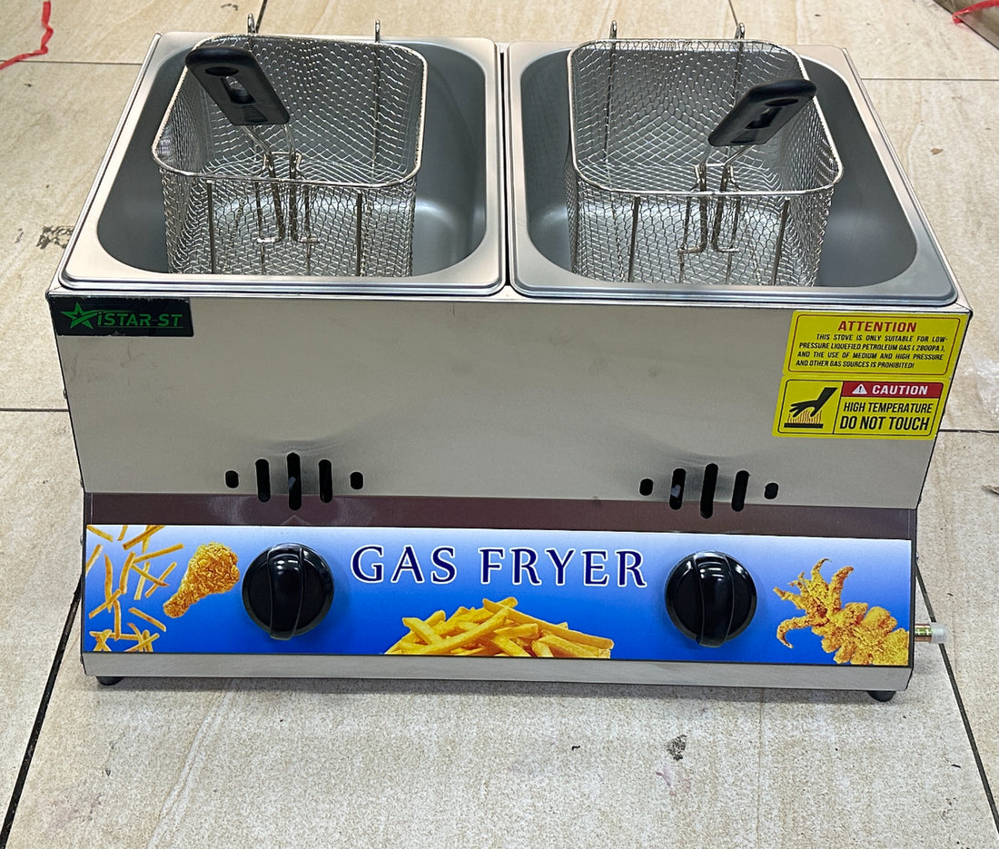 Double cylinder stainless steel gas fryer