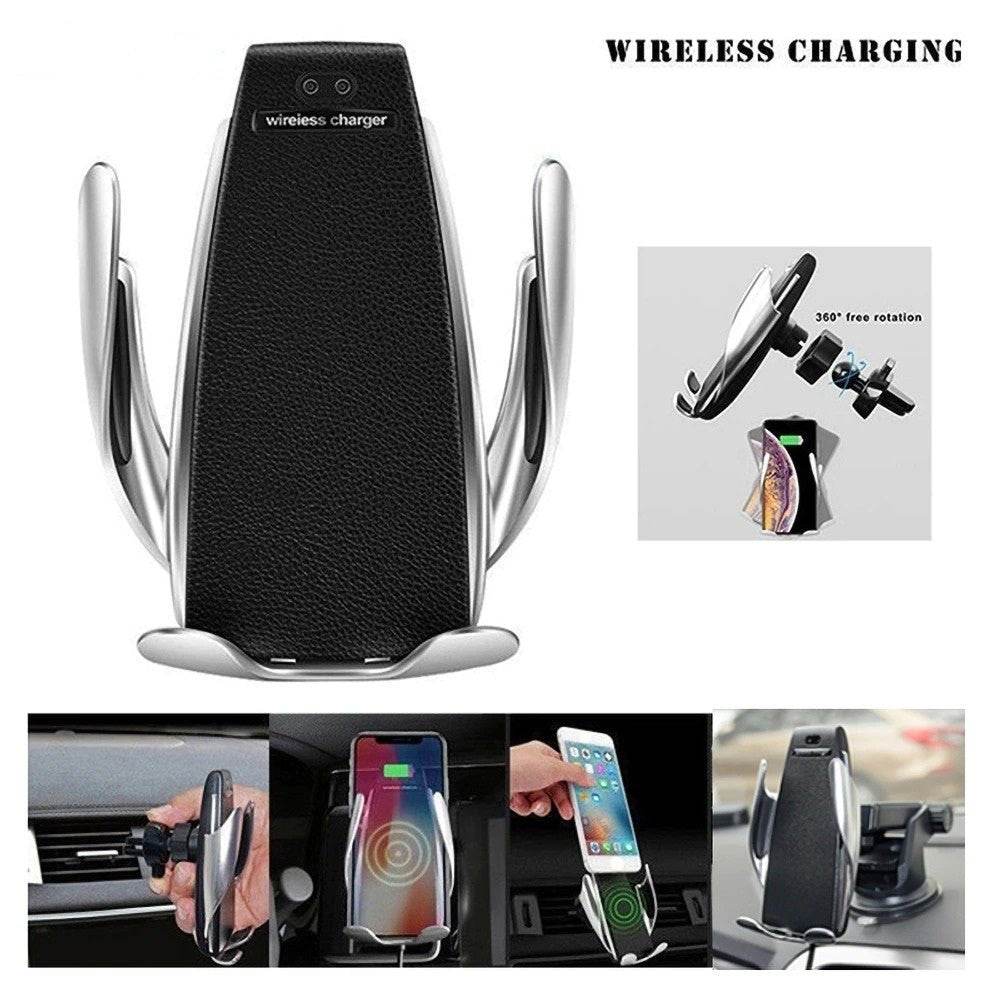 S5 Automatic Clamping Fast Charging Phone Holder Wireless Car Charger Mount - Al-Raheem Imports