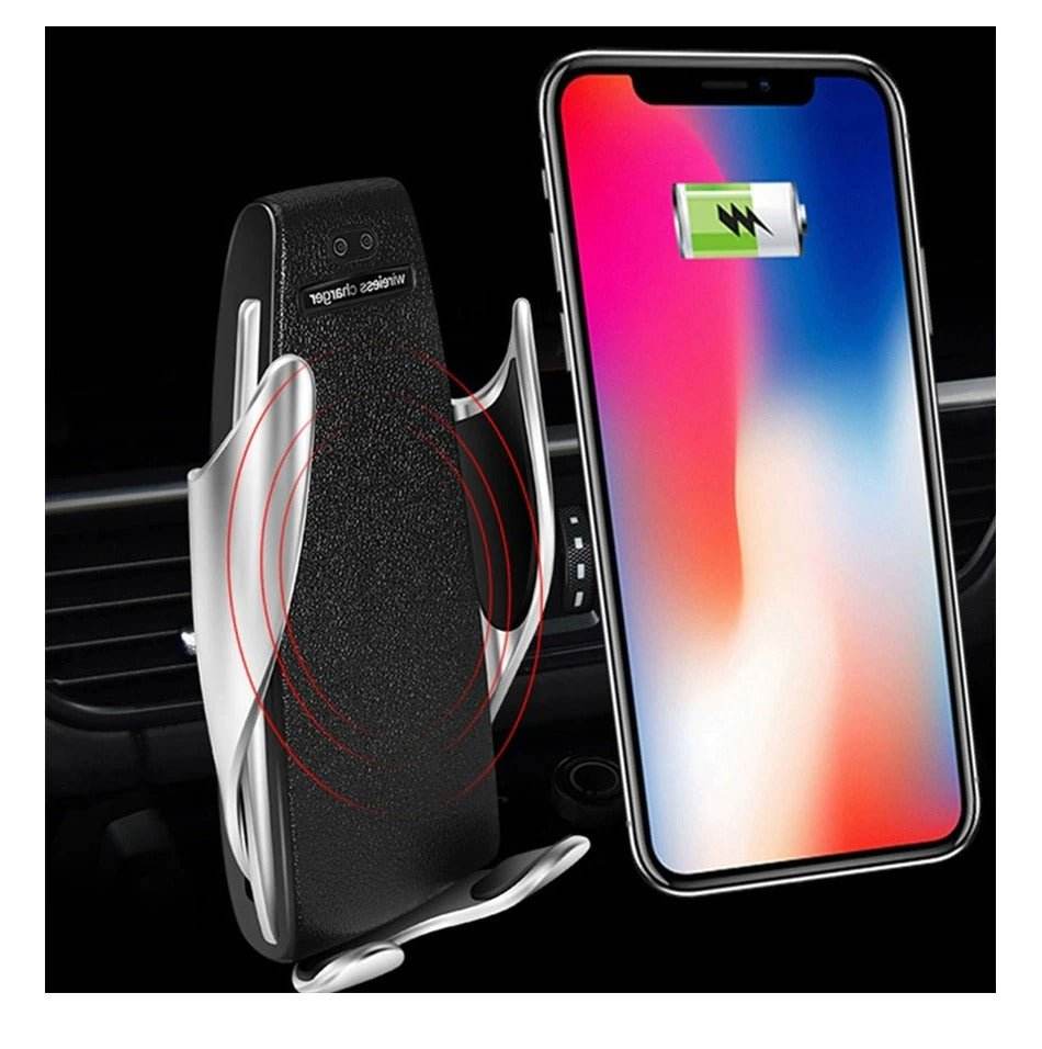 S5 Automatic Clamping Fast Charging Phone Holder Wireless Car Charger Mount - Al-Raheem Imports