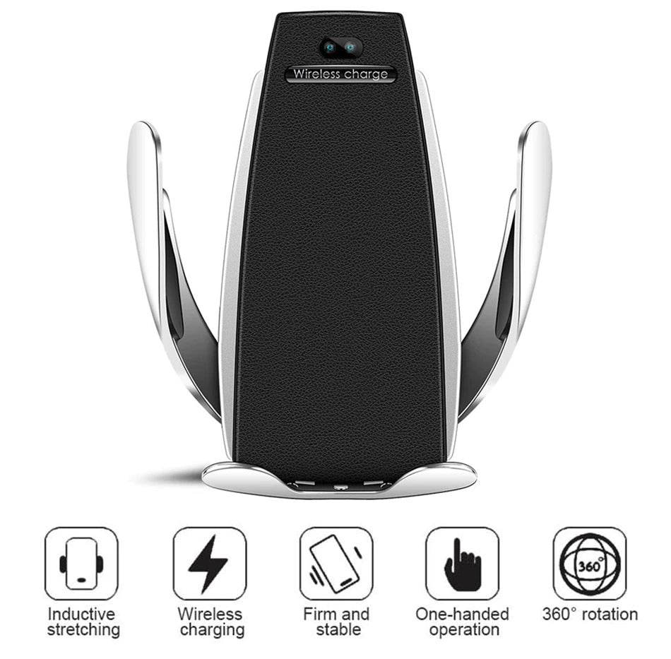 S5 Automatic Clamping Fast Charging Phone Holder Wireless Car Charger Mount - Al-Raheem Imports
