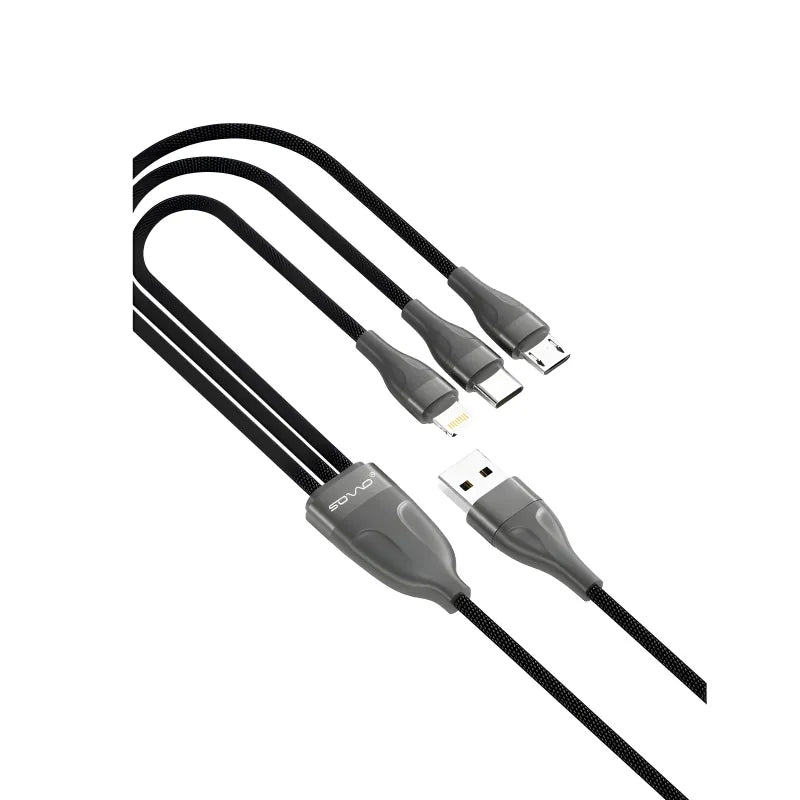SOVO SC-117 65W 3-in-1 Fast Charging Cable 1.5m (Lightning + Type-C + Micro USB)
