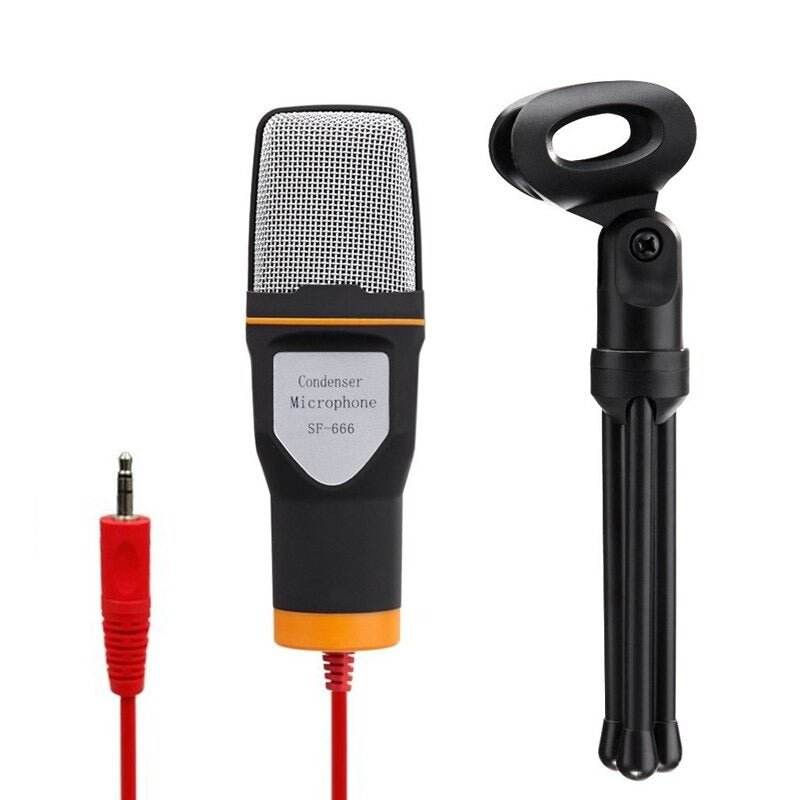 SF-666 Wired Condenser Computer Microphone with Tripod 3.5mm Jack - Al-Raheem Imports